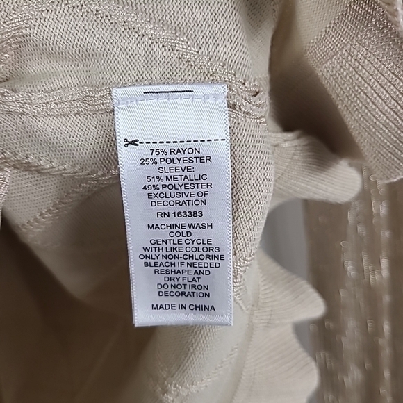 NEW Rio & Rian Scoop Neck Long Sleeve Gold Mesh Lutex Button Up Cardigan Sz L - Picture 6 of 7